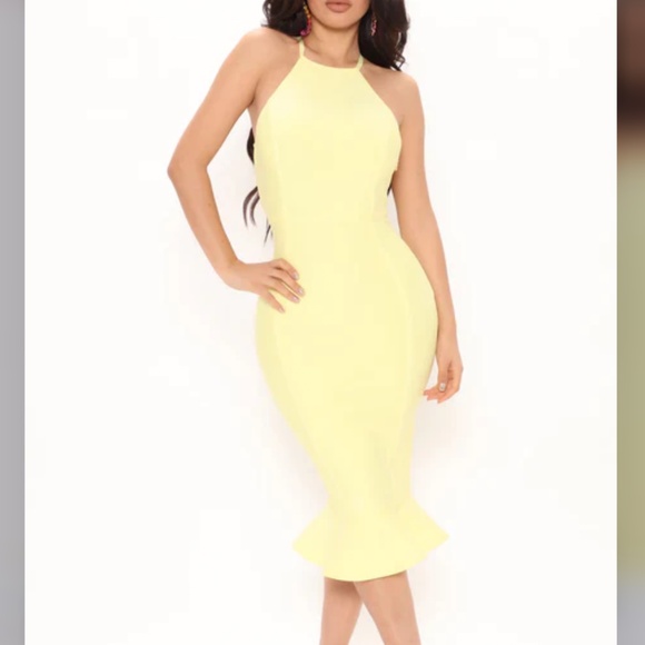 Byrdie Bandage Midi Dress - Yellow Size Small - Picture 1 of 4